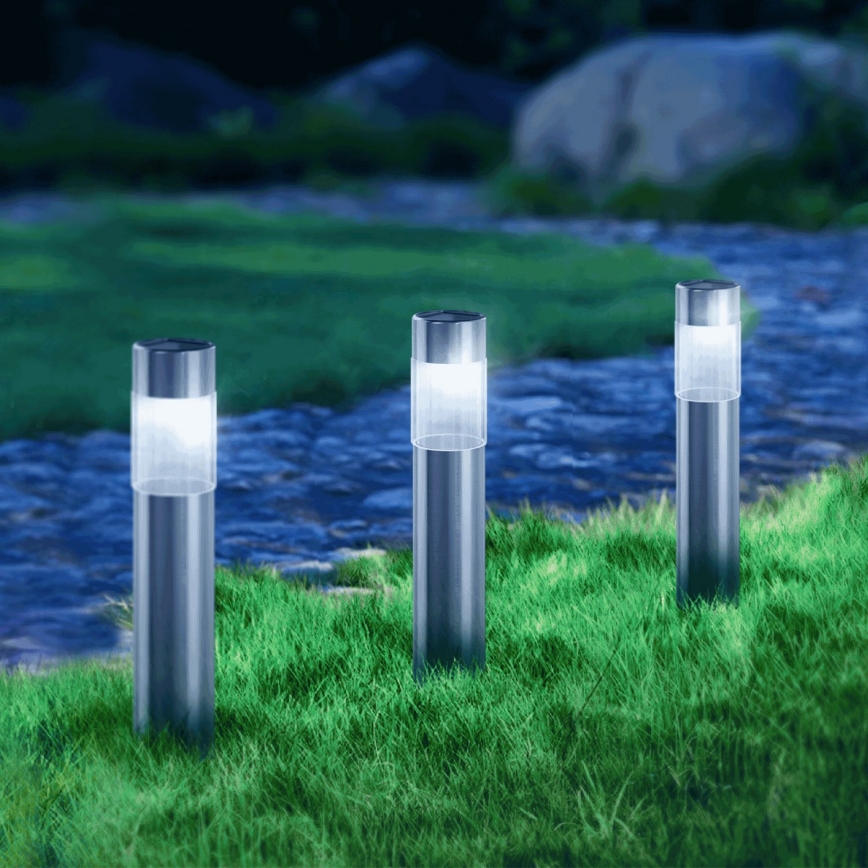 Aigostar - LED Solárna lampa LED/0,006W/1,2V 31,5 cm 100 mAh matný chróm 6500K IP44