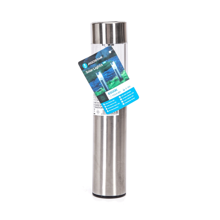 Aigostar - LED Solárna lampa LED/0,006W/1,2V 31,5 cm 100 mAh matný chróm 6500K IP44