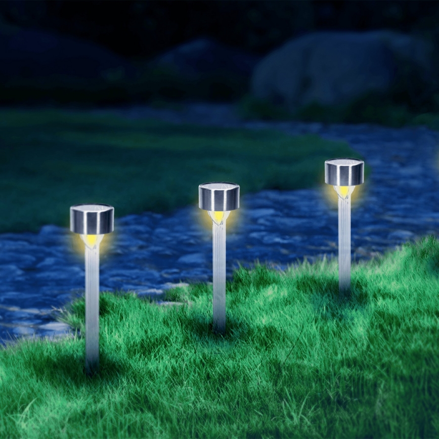Aigostar - LED Solárna lampa LED/0,006W/1,2V 32cm matný chróm 200 mAh 2700K IP44