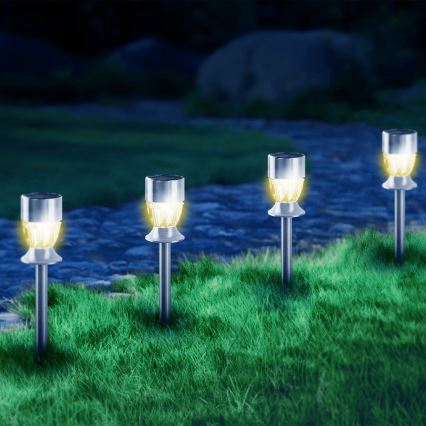 Aigostar - LED Solárna lampa LED/0,006W/1,2V 35,5cm matný chróm 2700K IP44 100 mAh