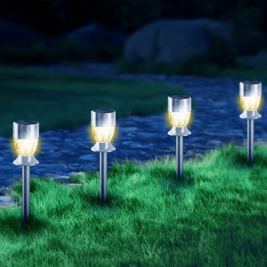 Aigostar - LED Solárna lampa LED/0,006W/1,2V 35,5cm matný chróm 2700K IP44 100 mAh