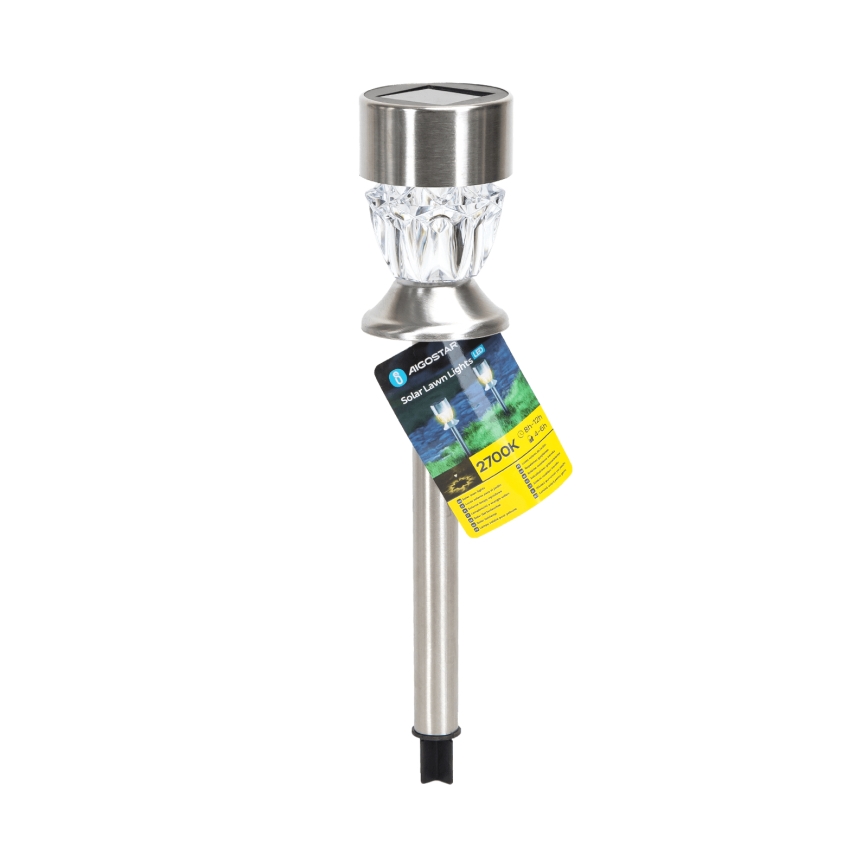 Aigostar - LED Solárna lampa LED/0,006W/1,2V 35,5cm matný chróm 2700K IP44 100 mAh