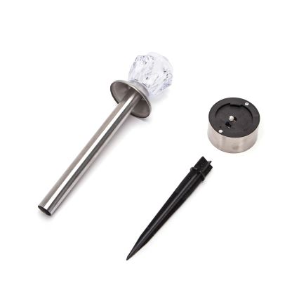 Aigostar - LED Solárna lampa LED/0,006W/1,2V 35,5cm matný chróm 100 mAh 3000K IP44
