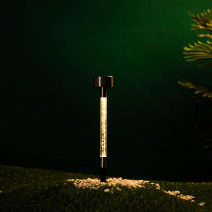 Aigostar - LED Solárna lampa LED/0,006W/1,2V 36,7cm matný chróm 2700K 40 mAh IP44