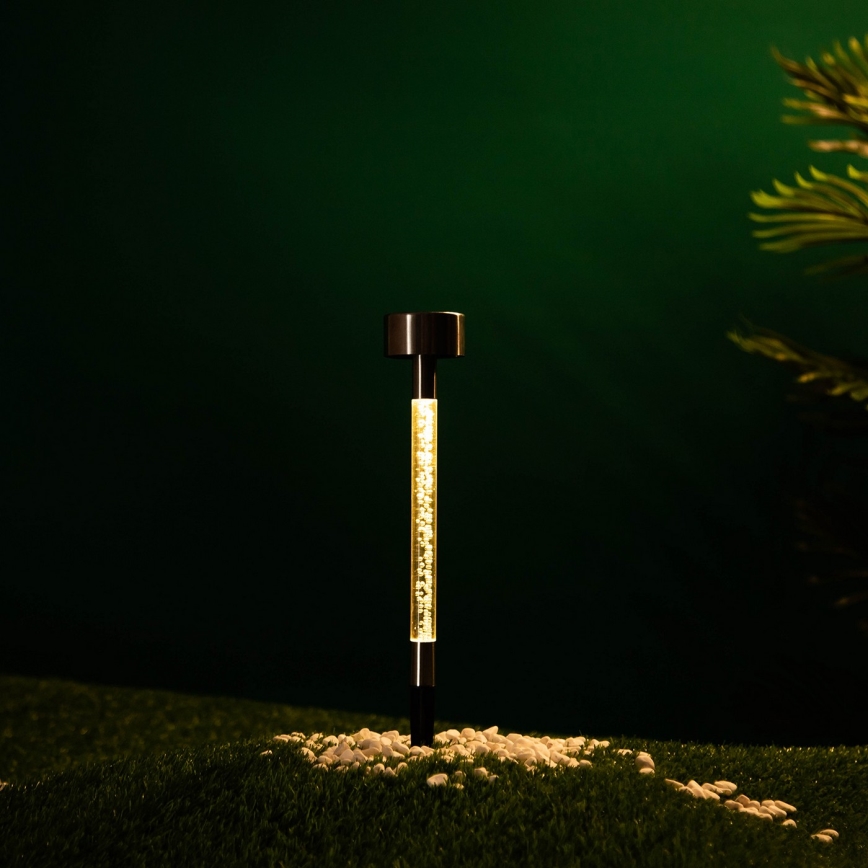 Aigostar - LED Solárna lampa LED/0,006W/1,2V 36,7cm matný chróm 2700K 40 mAh IP44