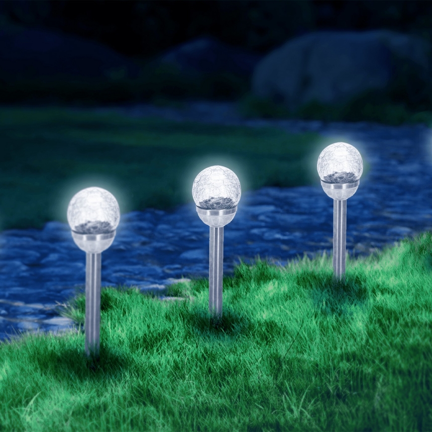 Aigostar - LED Solárna lampa LED/0,006W/1,2V 37,8cm matný chróm 6500K IP44