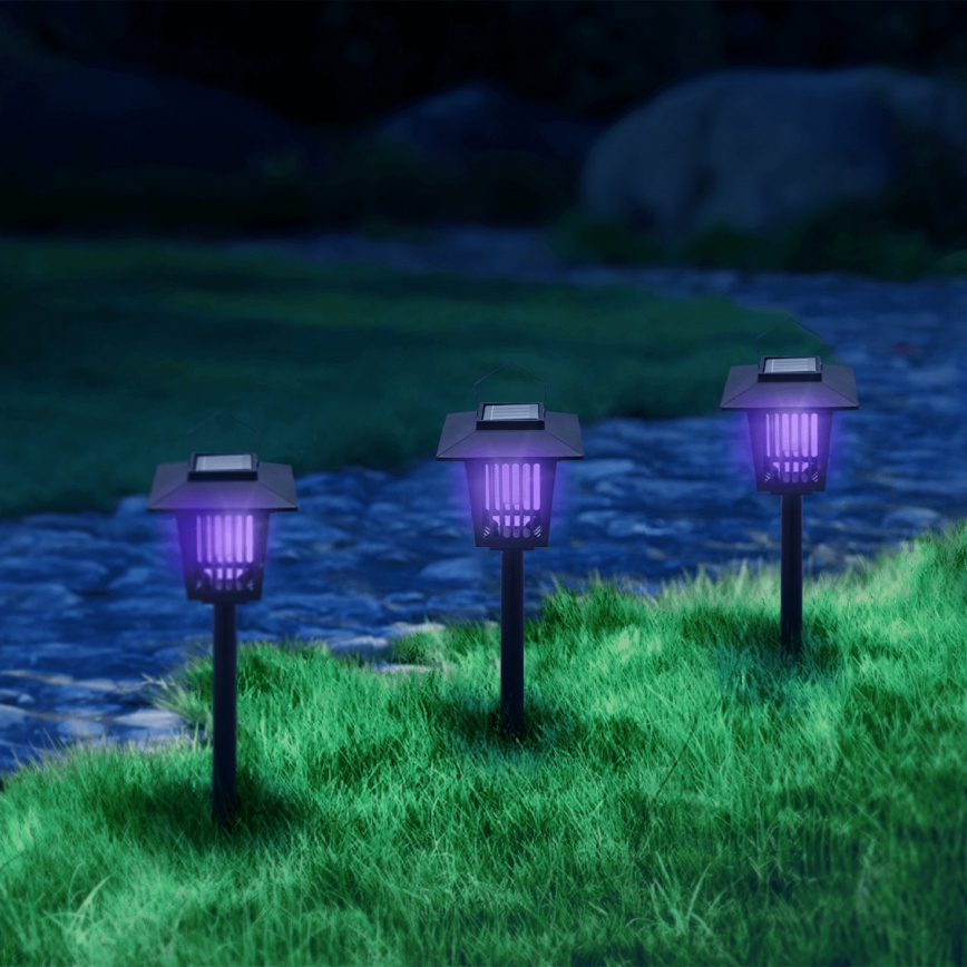 Aigostar - LED Solárna lampa s lapačom hmyzu LED/0,03W/1,2V 55,2cm čierna 6500K 300 mAh IP44