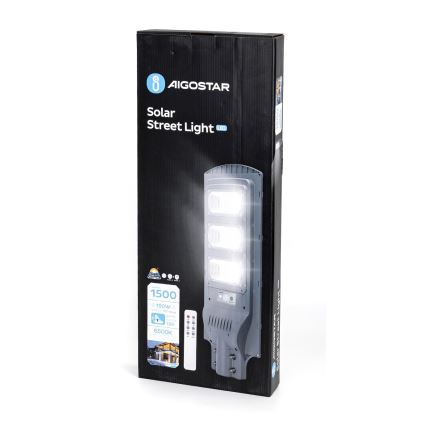 Aigostar - LED Solárna pouličná lampa so senzorom pohybu a súmraku LED/150W/3,2V 15000mAh IP65 6500K + diaľkové ovládanie