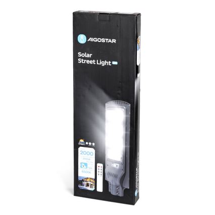 Aigostar - LED Solárna pouličná lampa so senzorom LED/200W/3,2V IP65 6500K + diaľkové ovládanie