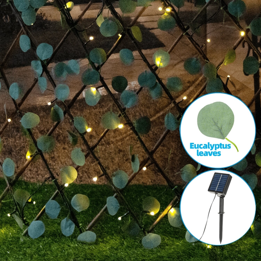 Aigostar - LED Solárna reťaz 102xLED/2x0,7m IP65 300 mAh teplá biela eukalyptus