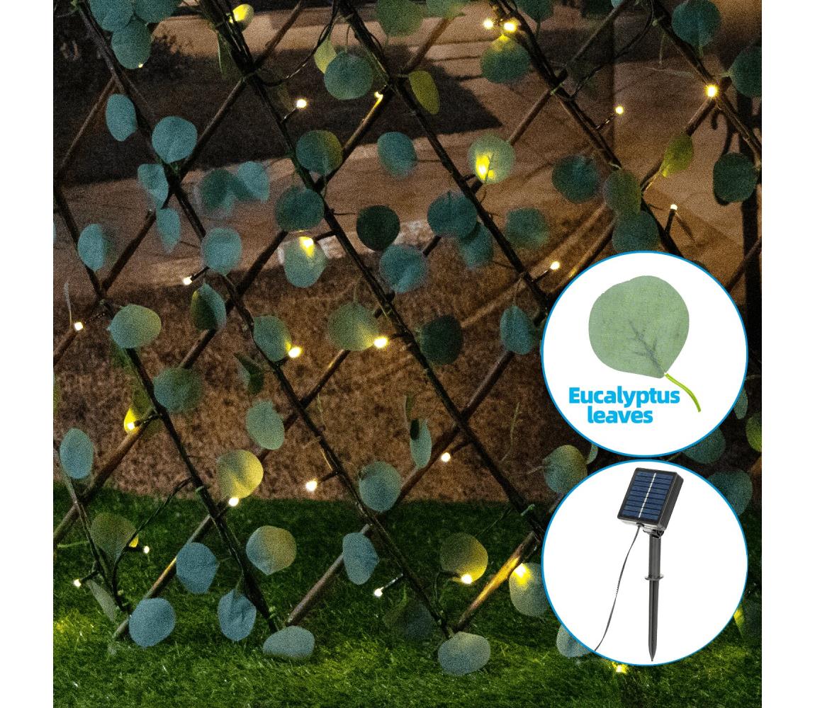 B.V. - LED Solárna reťaz 102xLED/2x0,7m IP65 teplá biela eukalyptus