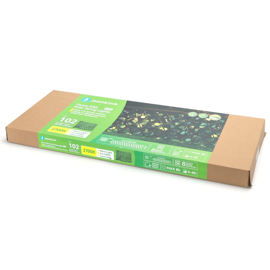 Aigostar - LED Solárna reťaz 102xLED/2x0,7m IP65 300 mAh teplá biela eukalyptus