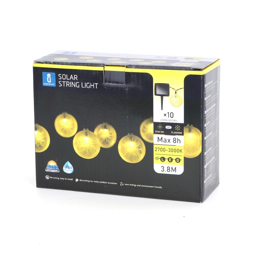Aigostar - LED Solárna reťaz 10xLED/3,8m IP44 600 mAh teplá biela