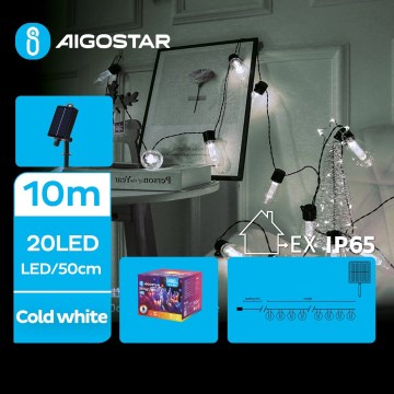 Aigostar - LED solárna reťaz 20xLED/8 funkcií 11,5m 1200 mAh IP65 studená biela