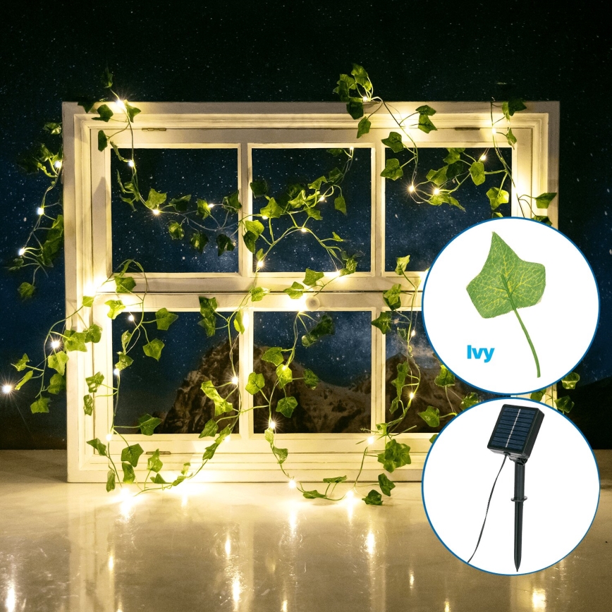 Aigostar - LED Solárna reťaz 50xLED/7m IP65 teplá biela ivy