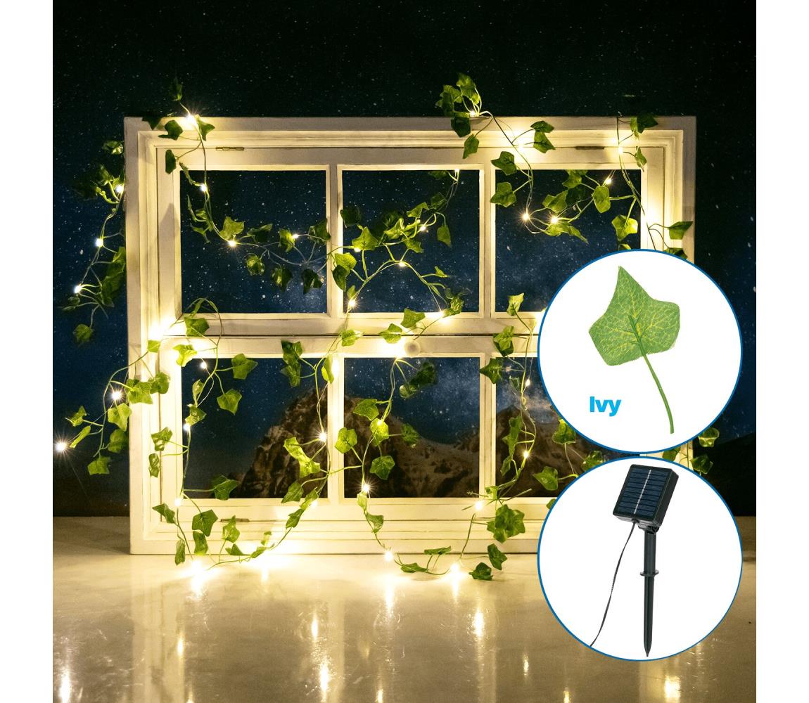 B.V. - LED Solárna reťaz 50xLED/7m IP65 teplá biela ivy