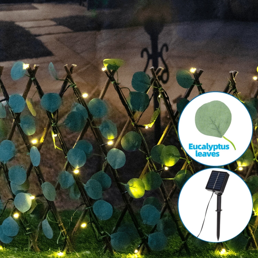 Aigostar - LED Solárna reťaz 56xLED/2x0,4m IP65 300 mAh teplá biela eukalyptus