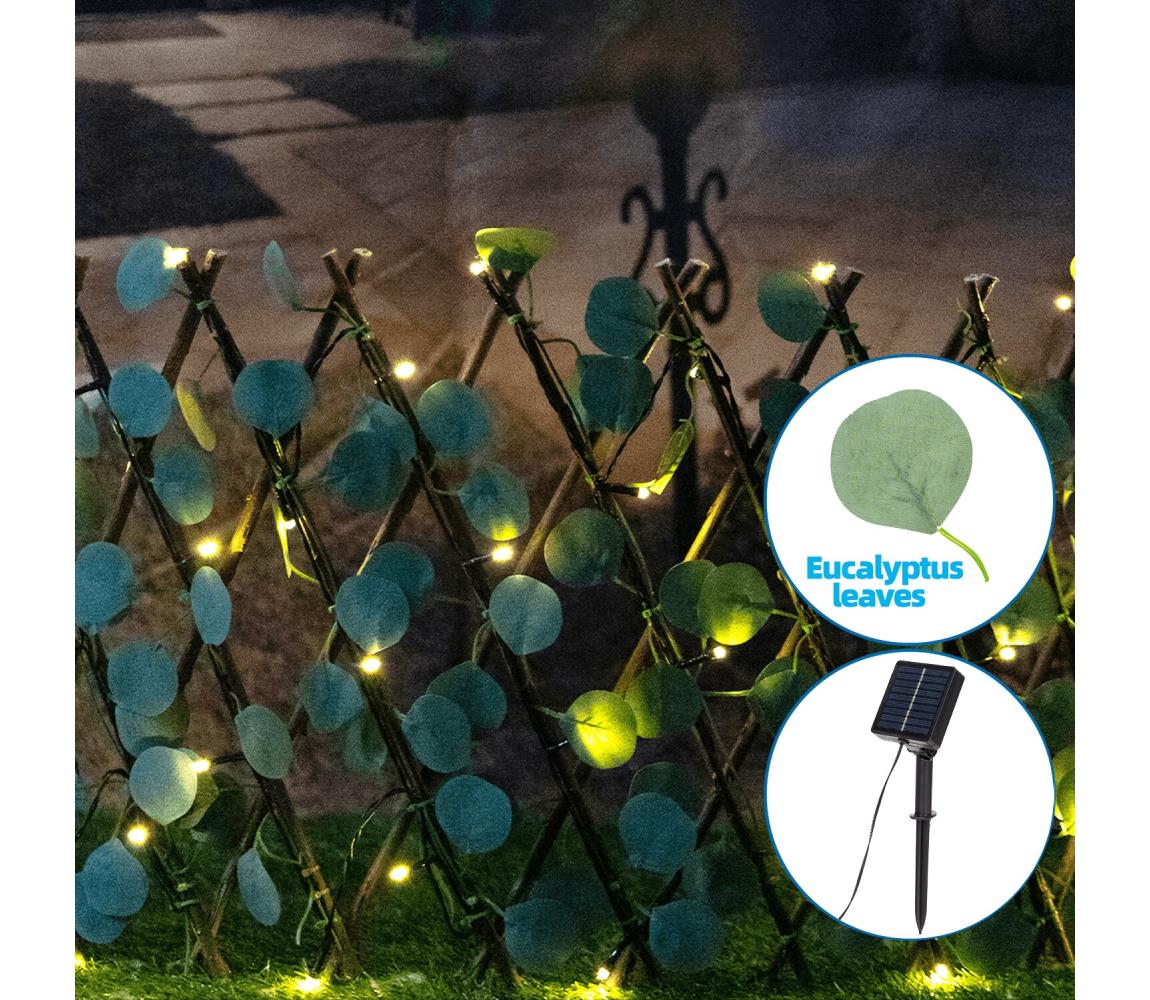 B.V. - LED Solárna reťaz 56xLED/2x0,4m IP65 teplá biela eukalyptus