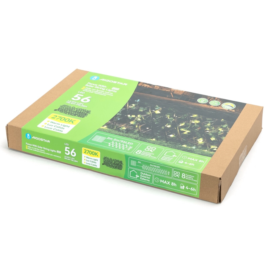 Aigostar - LED Solárna reťaz 56xLED/2x0,4m IP65 teplá biela ivy