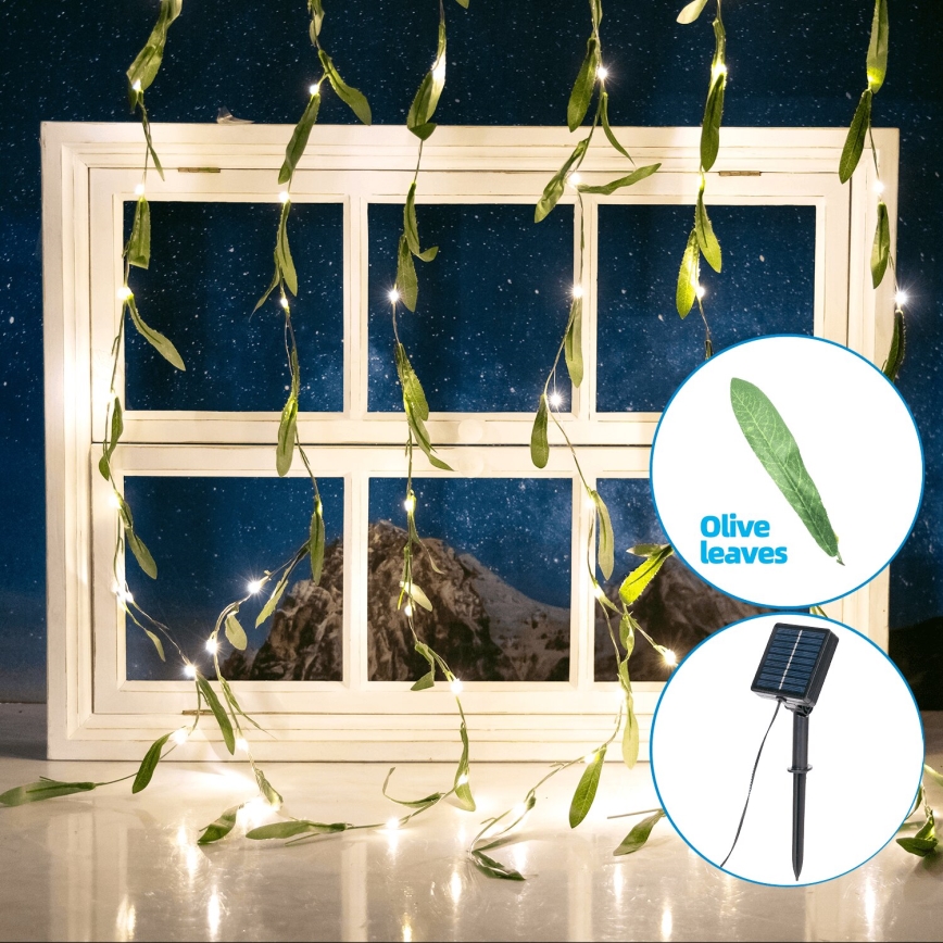 Aigostar - LED Solárna reťaz 70xLED/4x1m IP65 300 mAh teplá biela olive
