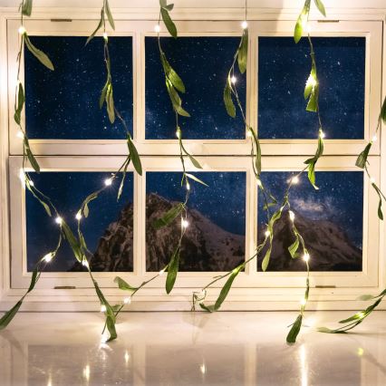 Aigostar - LED Solárna reťaz 70xLED/4x1m IP65 300 mAh teplá biela olive