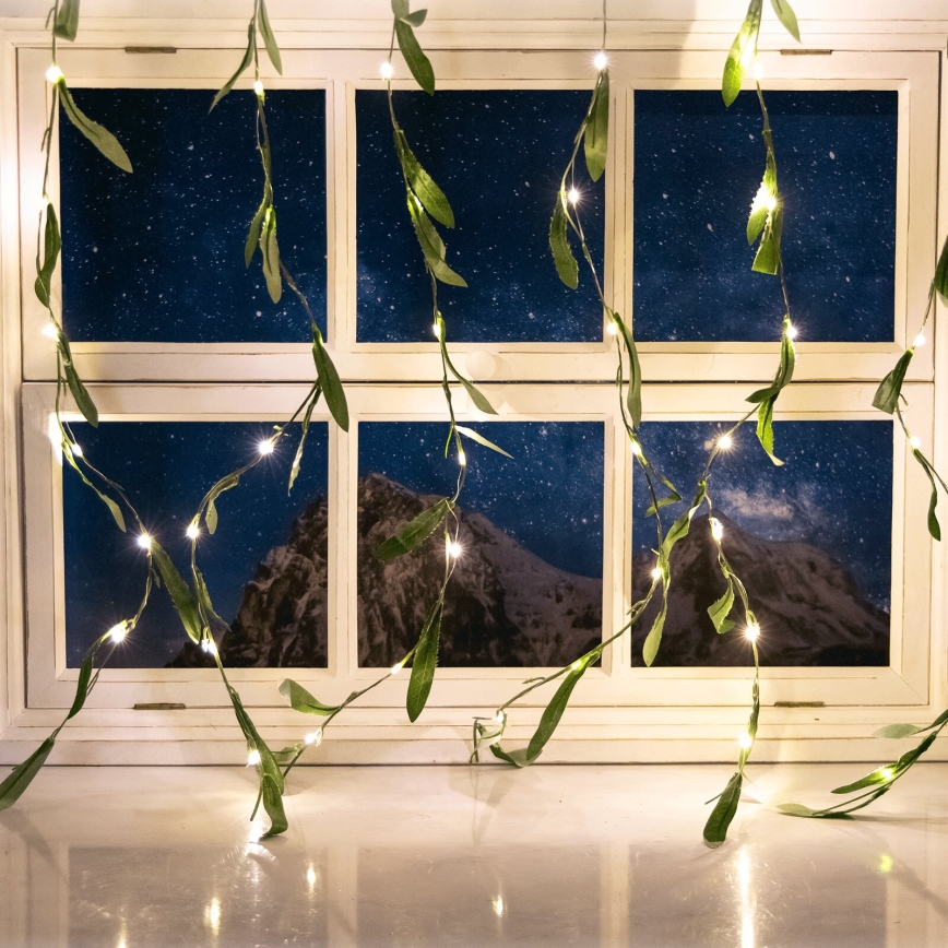 Aigostar - LED Solárna reťaz 70xLED/4x1m IP65 300 mAh teplá biela olive