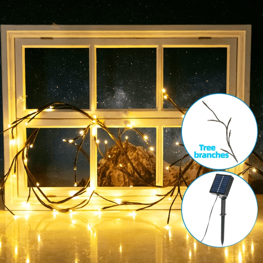 Aigostar - LED Solárna reťaz 72xLED/4m IP65 300 mAh teplá biela konáre stromov