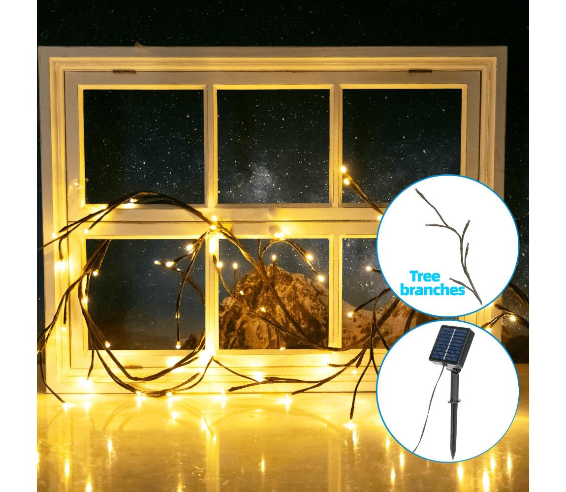 B.V. - LED Solárna reťaz 72xLED/4m IP65 teplá biela konáre stromov
