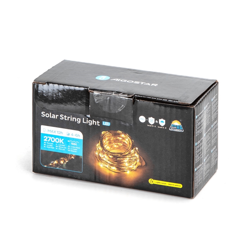 Aigostar - LED Solárna reťaz LED/8 funkcií 12m IP65 teplá biela