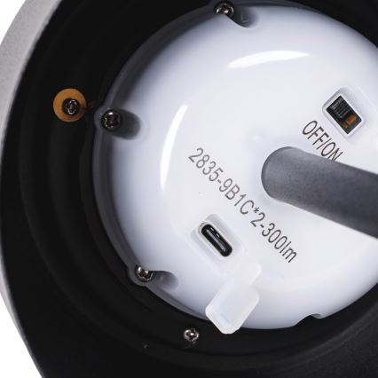 Aigostar - LED Solárna stmievateľná nabíjacia stolná lampa LED/3W/5V 2200mAh čierna IP54