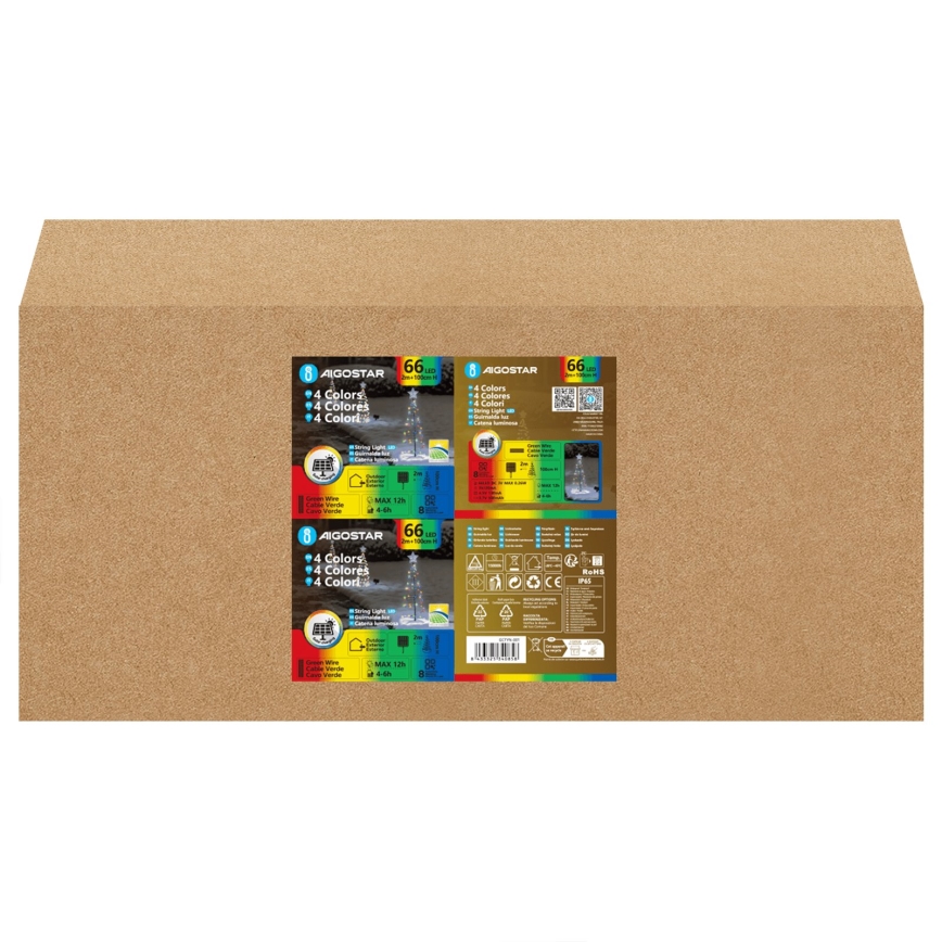 Aigostar - LED solárna vianočná dekorácia LED/0,59W/3,7V 100 cm IP65 130 mAh viacfarebná