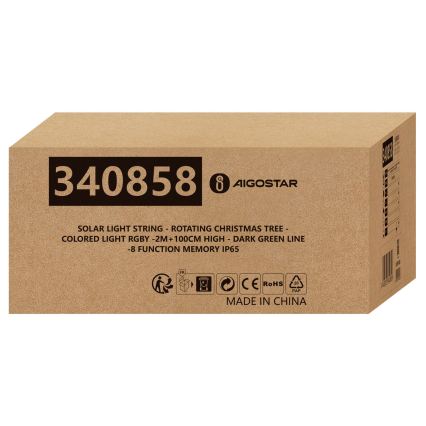 Aigostar - LED solárna vianočná dekorácia LED/0,59W/3,7V 100 cm IP65 130 mAh viacfarebná