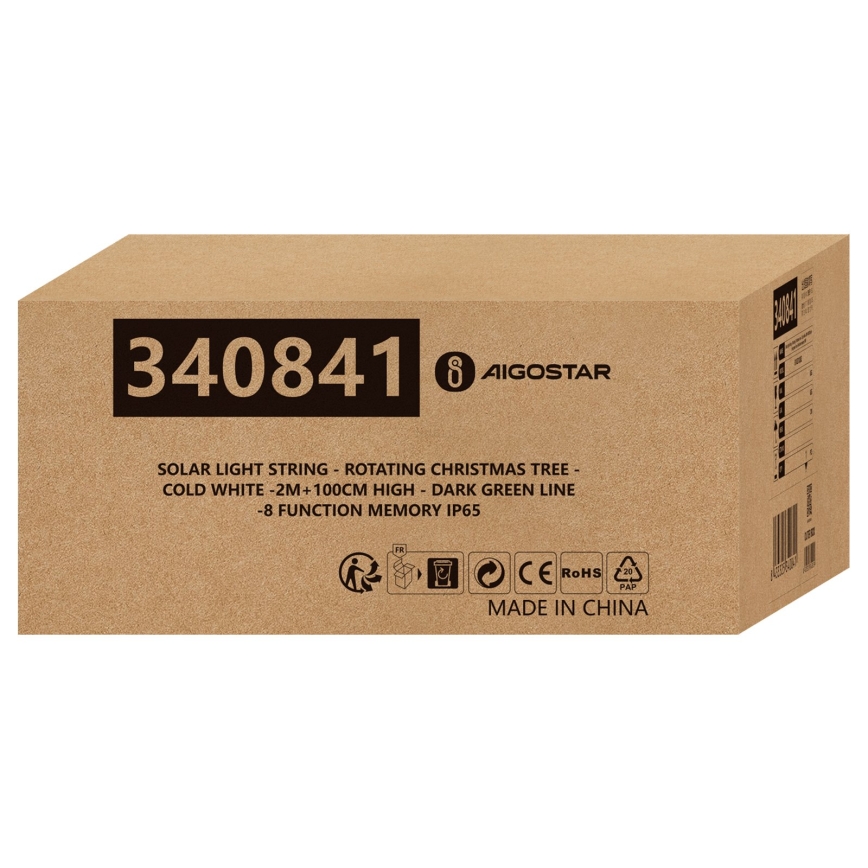 Aigostar - LED solárna vianočná dekorácia 66xLED/0,59W/3,7V 100 cm IP65 130 mAh stromček studená biela