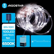 Aigostar - LED Solárna vianočná reťaz 100xLED/8 funkcií 12m IP65 studená biela