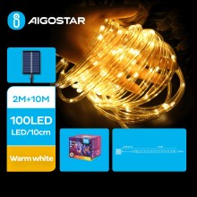 Aigostar - LED Solárna vianočná reťaz 100xLED/8 funkcií 12m IP65 teplá biela