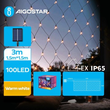 Aigostar - LED Solárna vianočná reťaz 100xLED/8 funkcií 4,5x1,5m IP65 teplá biela 800 mAh