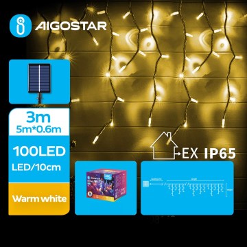 Aigostar - LED Solárna vianočná reťaz 100xLED/8 funkcií 8x0,6m 800 mAh IP65 teplá biela
