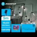 Aigostar - LED Solárna vianočná reťaz 10xLED/8 funkcií 6,5m 500 mAh IP65 studená biela