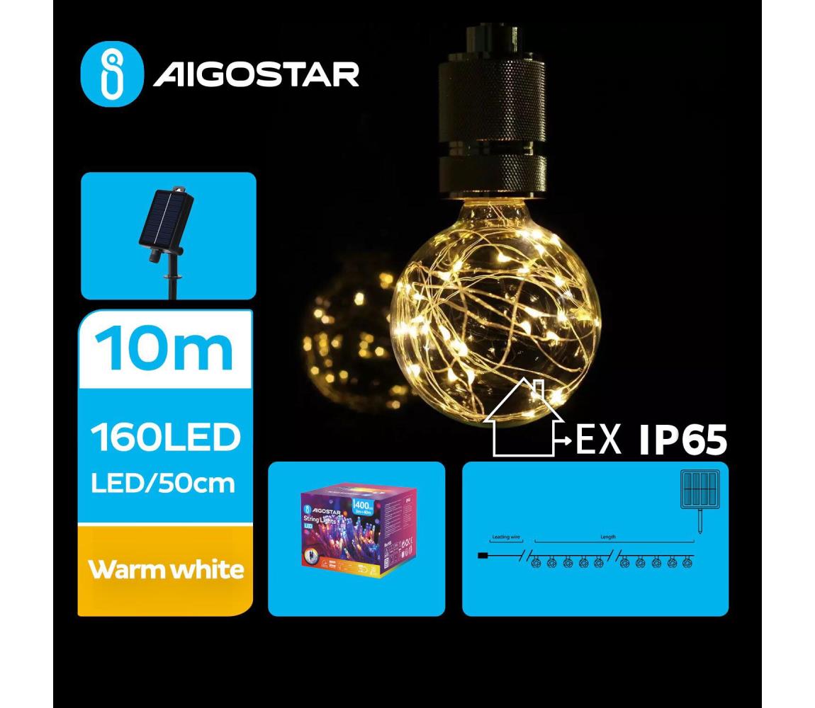 B.V. - LED Solárna vianočná reťaz 20xLED/8 funkcií 11,5m IP65 teplá biela