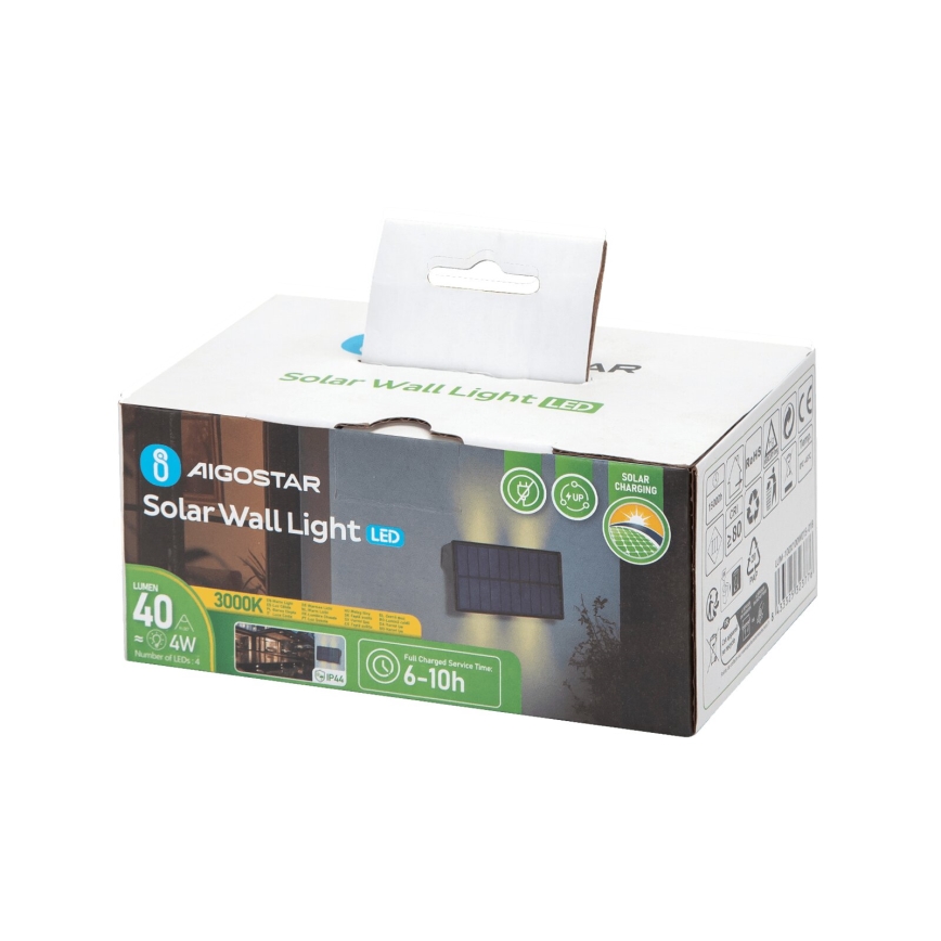Aigostar - LED Solárne nástenné svietidlo LED/4W/5,5V 2700K IP44