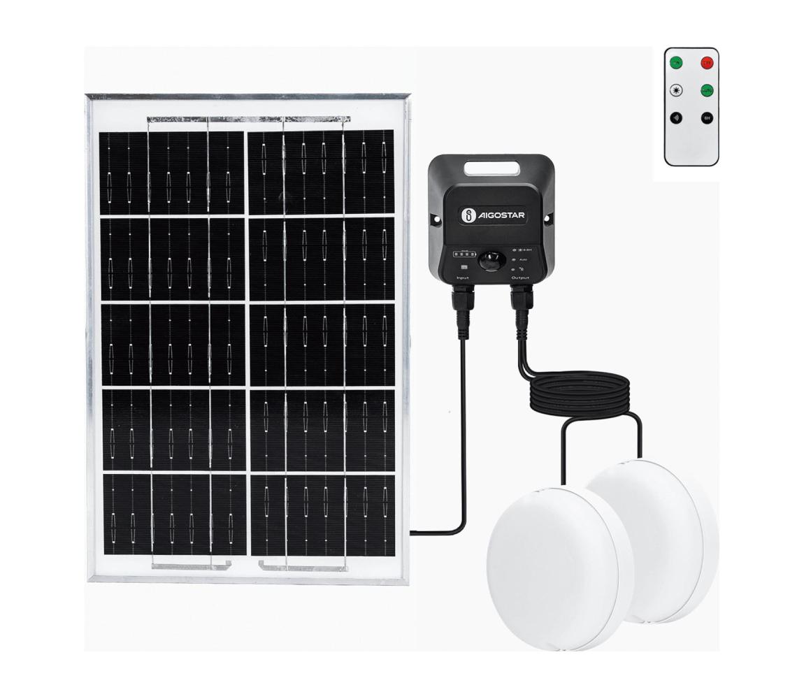 B.V. - LED solárne stropné svietidlo 2×LED/35W/3,7V 6000 mAh IP65 + diaľkové ovládanie B1020135K