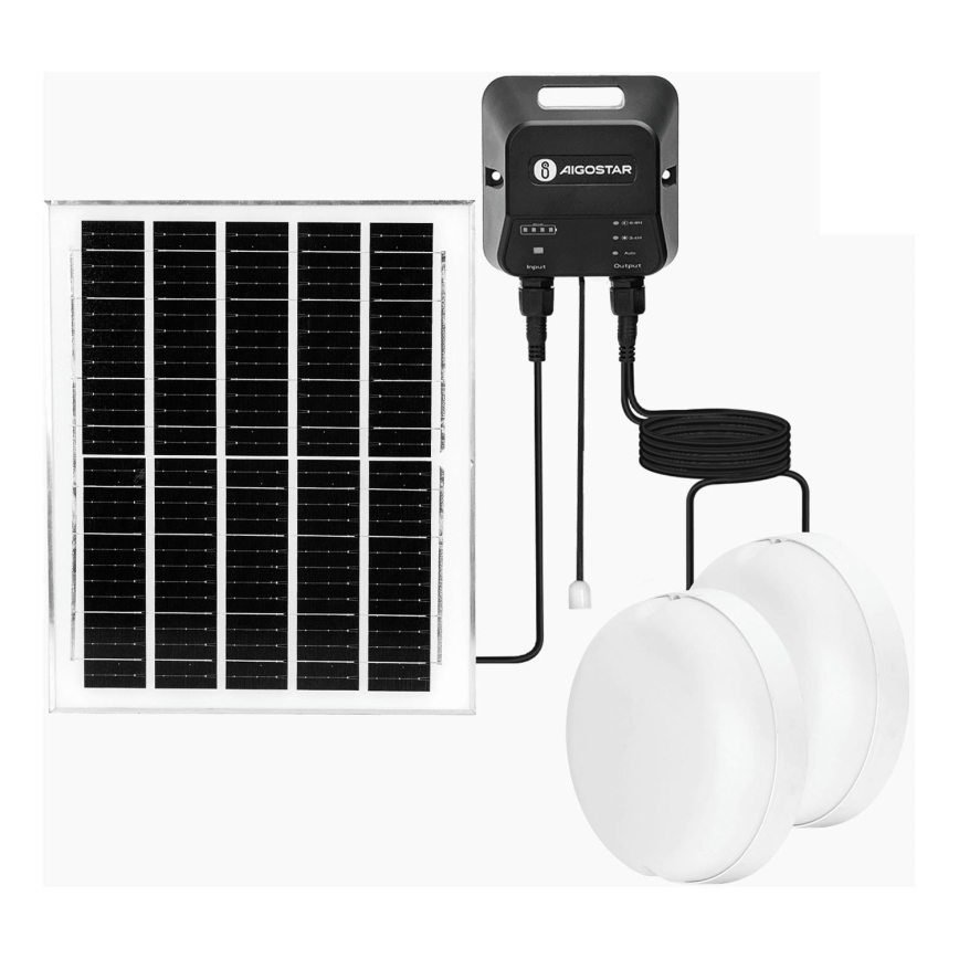 Aigostar - LED Solárne svietidlo 2xLED/70W/12V 12000 mAh 6500K pr. 20,5 cm + diaľkové ovládanie