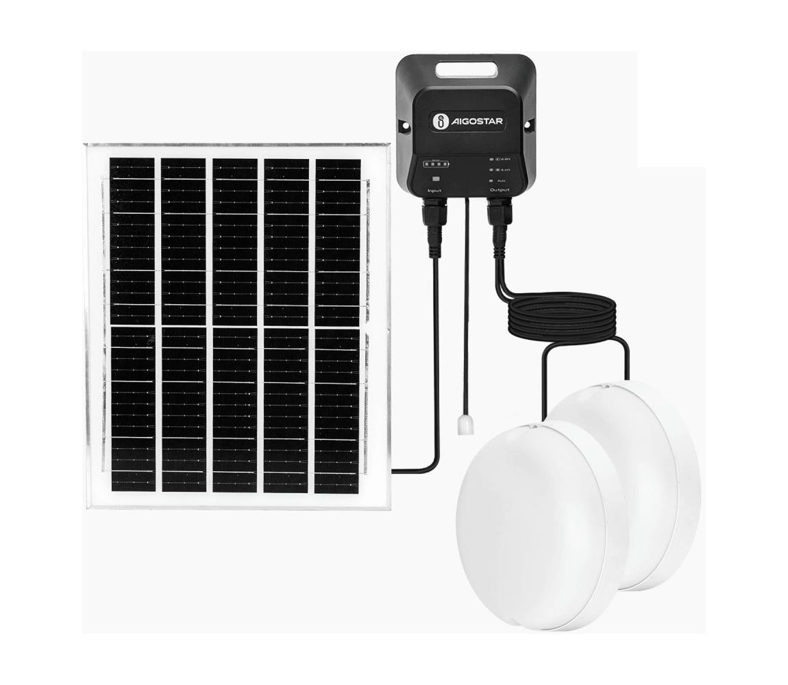 B.V. - LED solárne svietidlo 2xLED/70W/12V 12000 mAh 6500K pr. 20,5 cm B1020135H