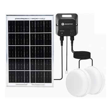 Aigostar - LED solárne svietidlo 2× LED / 35 W / 12 V, 6000 mAh, 6500 K, IP65, priemer 16,8 cm + diaľkové ovládanie