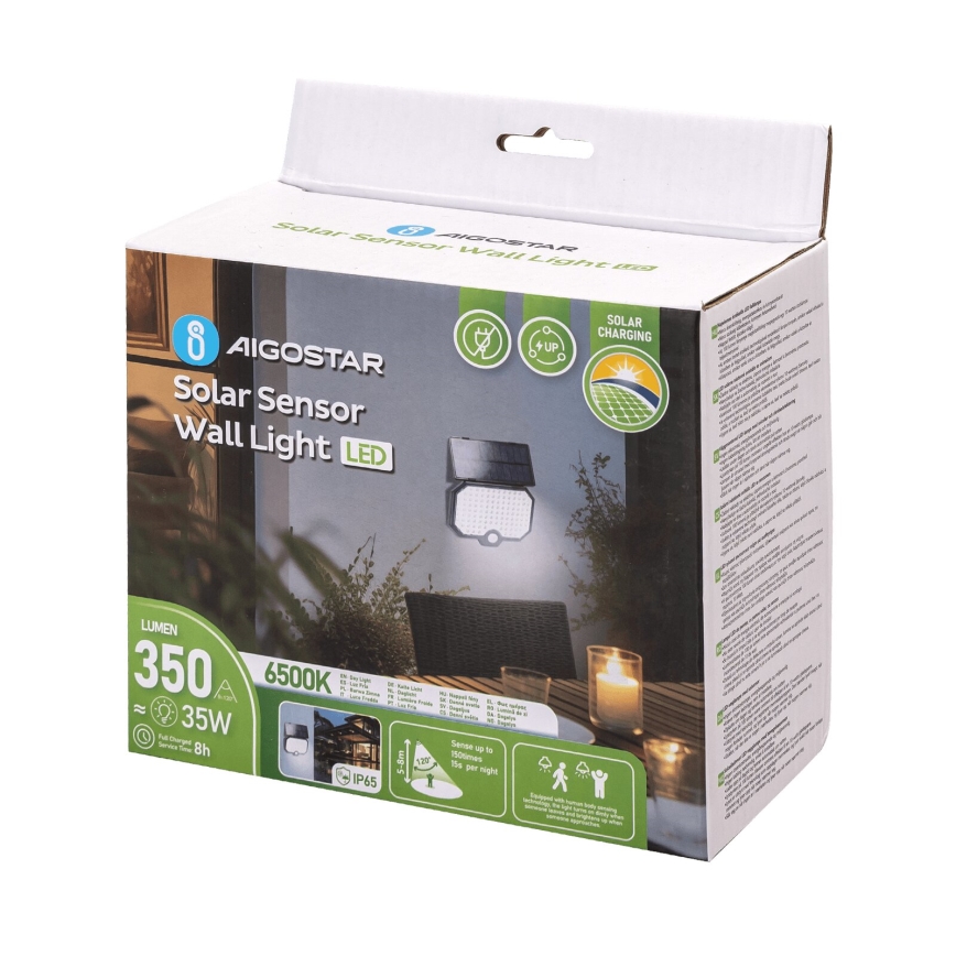 Aigostar - LED Solárne svietidlo so senzorom pohybu LED/2,4W/3,7V IP65
