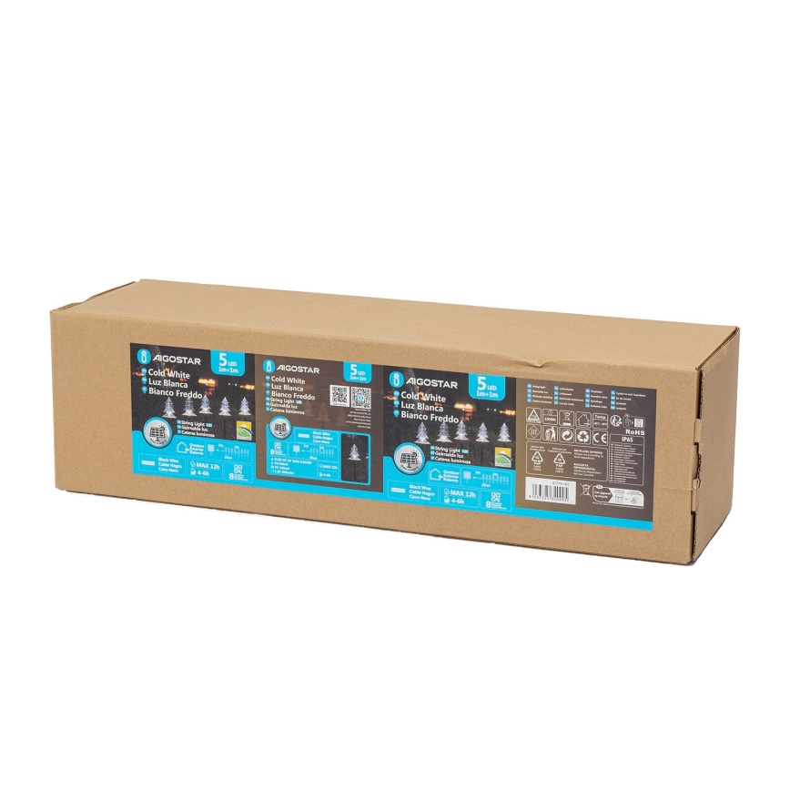 Aigostar - LED Solárne vianočné svietidlo LED/0,054W/1,2V 1m IP65 studená biela
