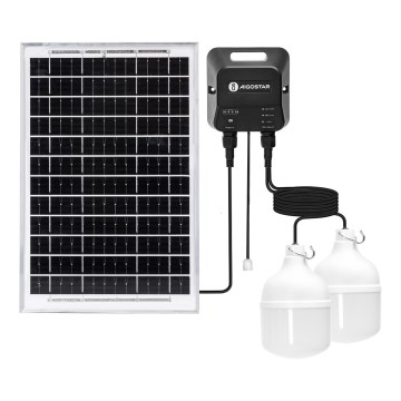 Aigostar - LED solárny luster 2xLED/35W/12V 6000 mAh 6500K IP65 priemer 10 cm + diaľkové ovládanie
