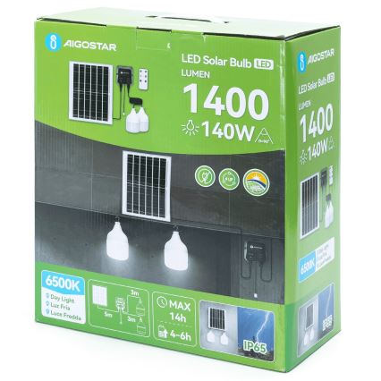 Aigostar - LED Solárny luster 2xLED/70W/12V 12000 mAh 6500K pr. 12 cm + diaľkové ovládanie