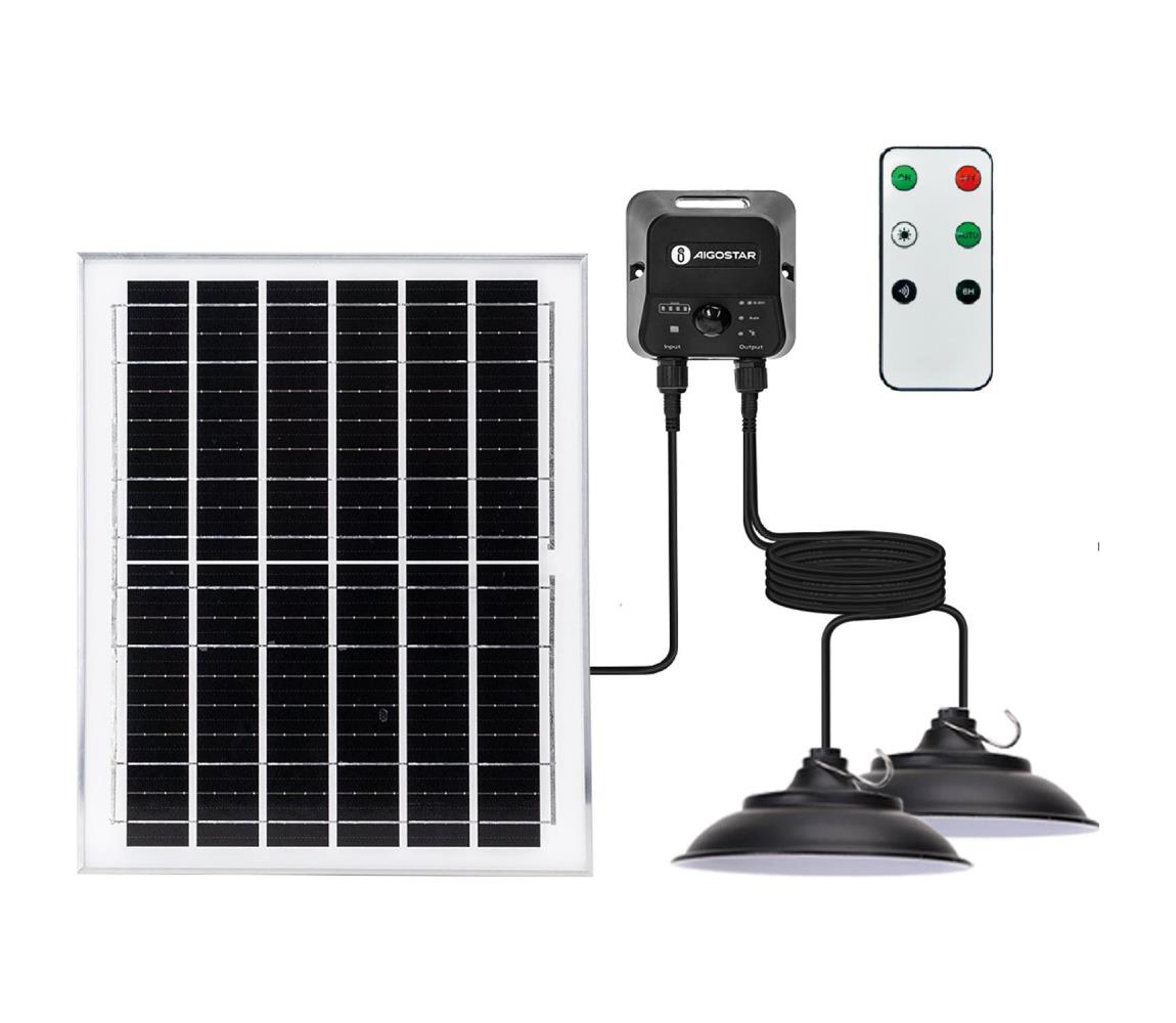 B.V.  - LED solárny luster 2×LED/70 W/12 V 12 000 mAh 6500 K, priemer 23,5 cm + diaľkové ovládanie B1020135T