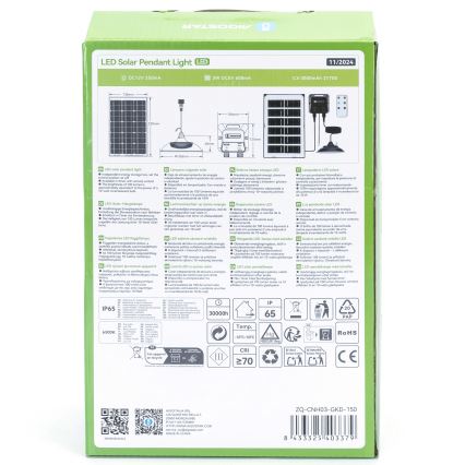 Aigostar - LED Solárny luster LED/35W/12V 3000 mAh 6500K pr. 15 cm + diaľkové ovládanie